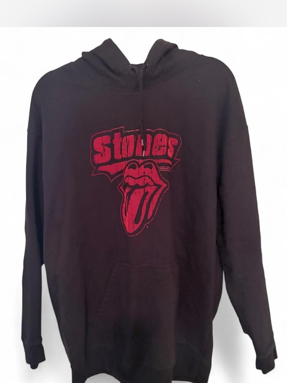the Rolling Stones Black Hoodie with Red Tongue Graphic